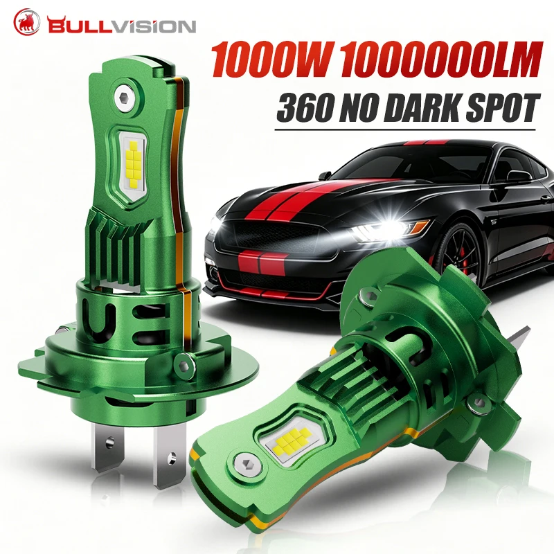 

Светодиодные лампы H7 1000 Вт CANBUS для фар, H1 H4 H11 9005 9006, мини-лампа 1:1 7535 CSP, беспроводные автомобильные LED-лампы с вентилятором, Plug&Play, 4300K 6000K