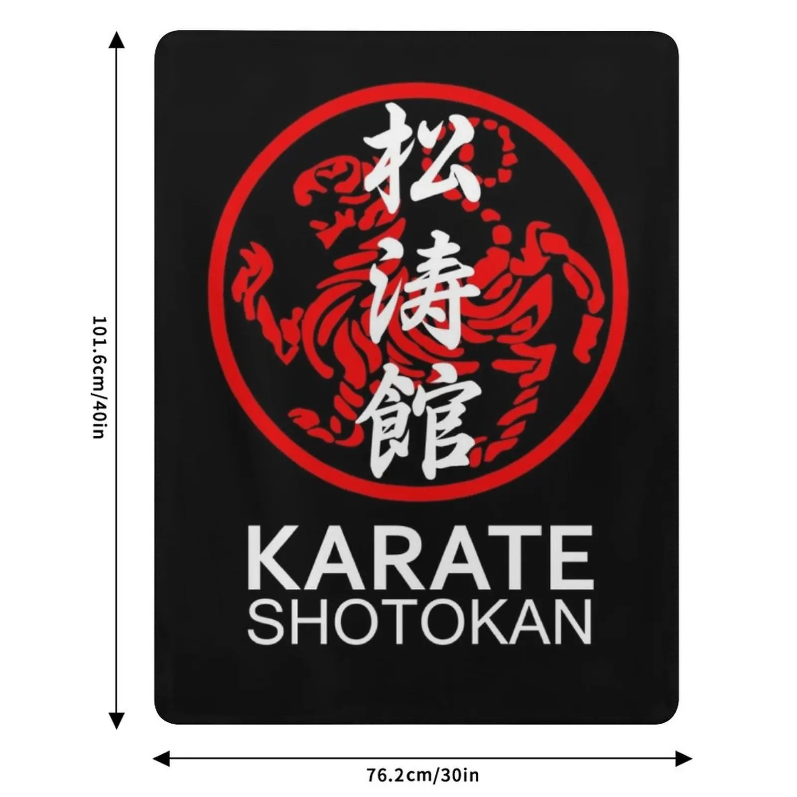 Shotokan الكاراتيه رمز وكانجي الأبيض النص رمي بطانية بطانيات للأرائك فضفاضة دافئة لفصل الشتاء السرير منقوشة البطانيات