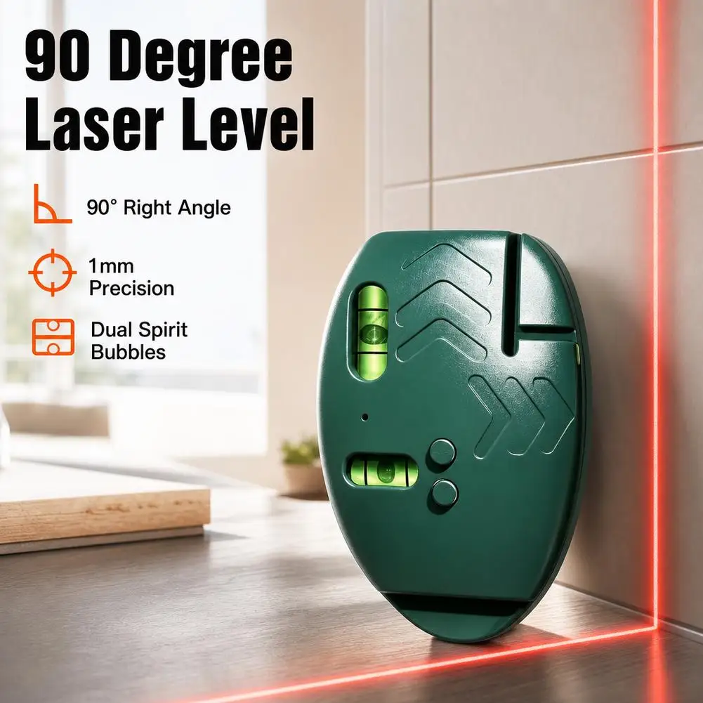 1/2 Stück hochpräzises Rot-Grün-Laser-Nivelliergerät, Mini-Winkelmesser, wiederaufladbar, Boden-Nivelliergerät, hochintensives Licht, Werkzeuge – Detail 7
