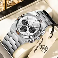 Reloj POEDAGAR para Hombre de Negocios, Cronógrafo, Fecha, Acero Inoxidable, Clásico, Resistente al Agua, Luminoso, de Cuarzo