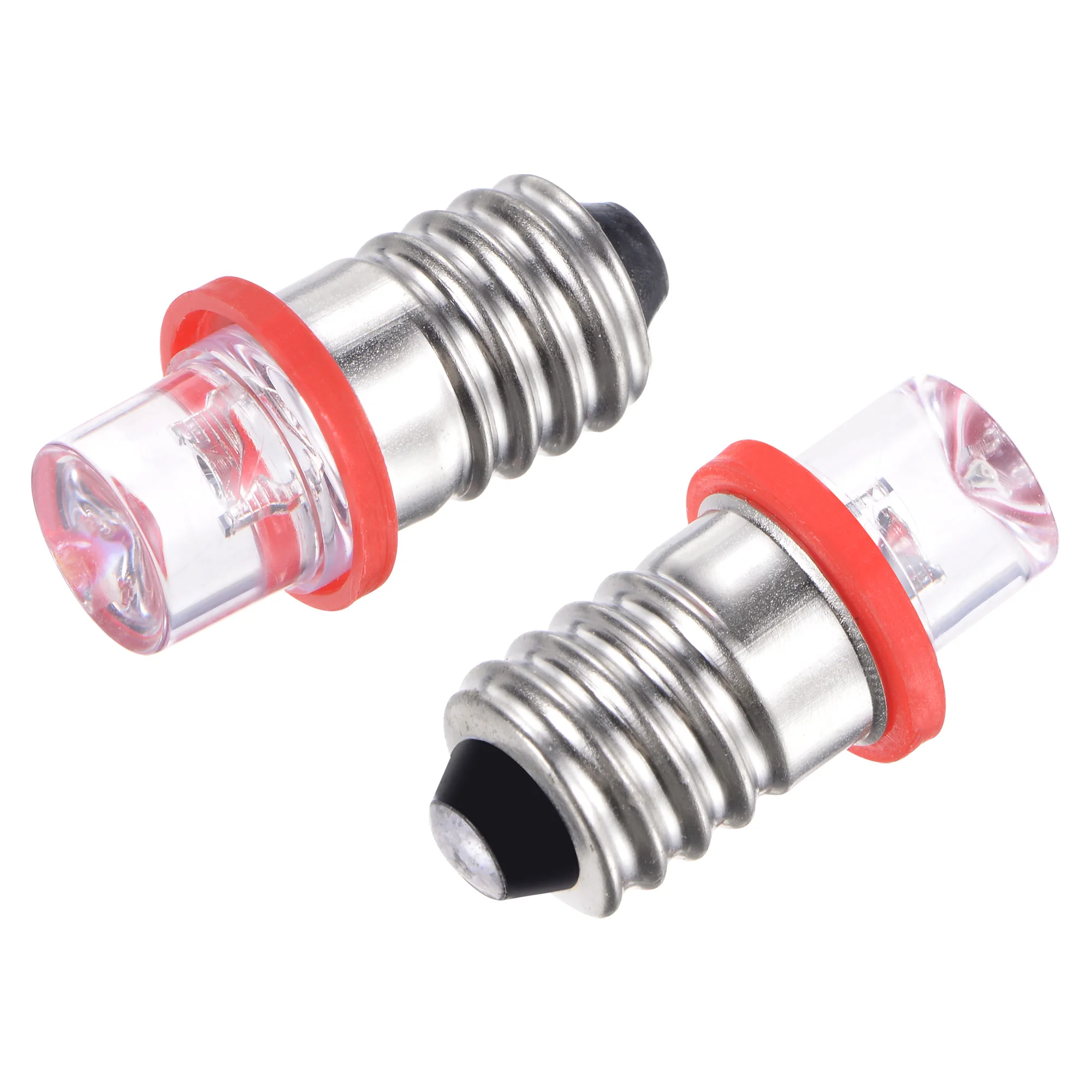 10pcs E10 Screw Base LED Bulb DC 3V 0.25W Flat Head Mini Diffuse Light with Storage Box Red for Flashlights Equipment Indicators