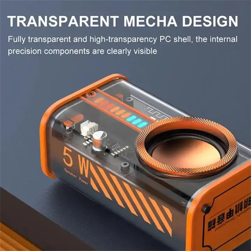 Новинка 2023, прозрачный беспроводной динамик RGB Mecha, лидер продаж, вечерние Audio, сабвуфер, TWS стерео, оболочка для динамика