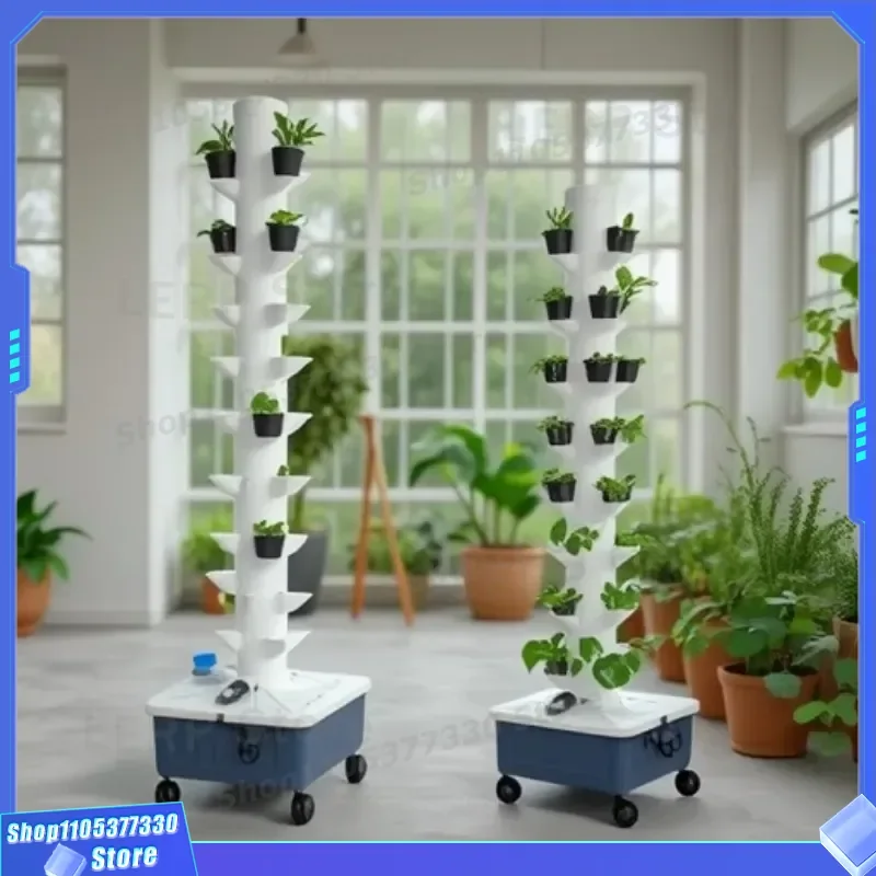 45 Hole Hydroponic Tower Vertical Soilless Cultivation System 3D Planting Column for Home Garden Greenhouse Vegetable Growing