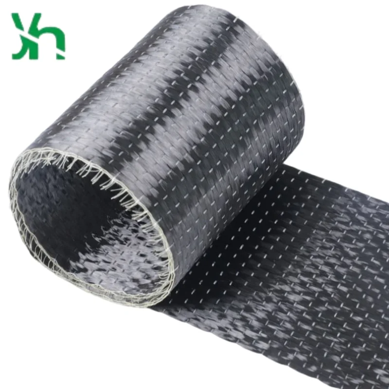 قماش من ألياف الكربون أحادي الاتجاه 12K 200 جرام، بعرض 15 سم، يستخدم لتعزيز الكراك وإصلاح شعاع الجسر والأعمدة والألواح