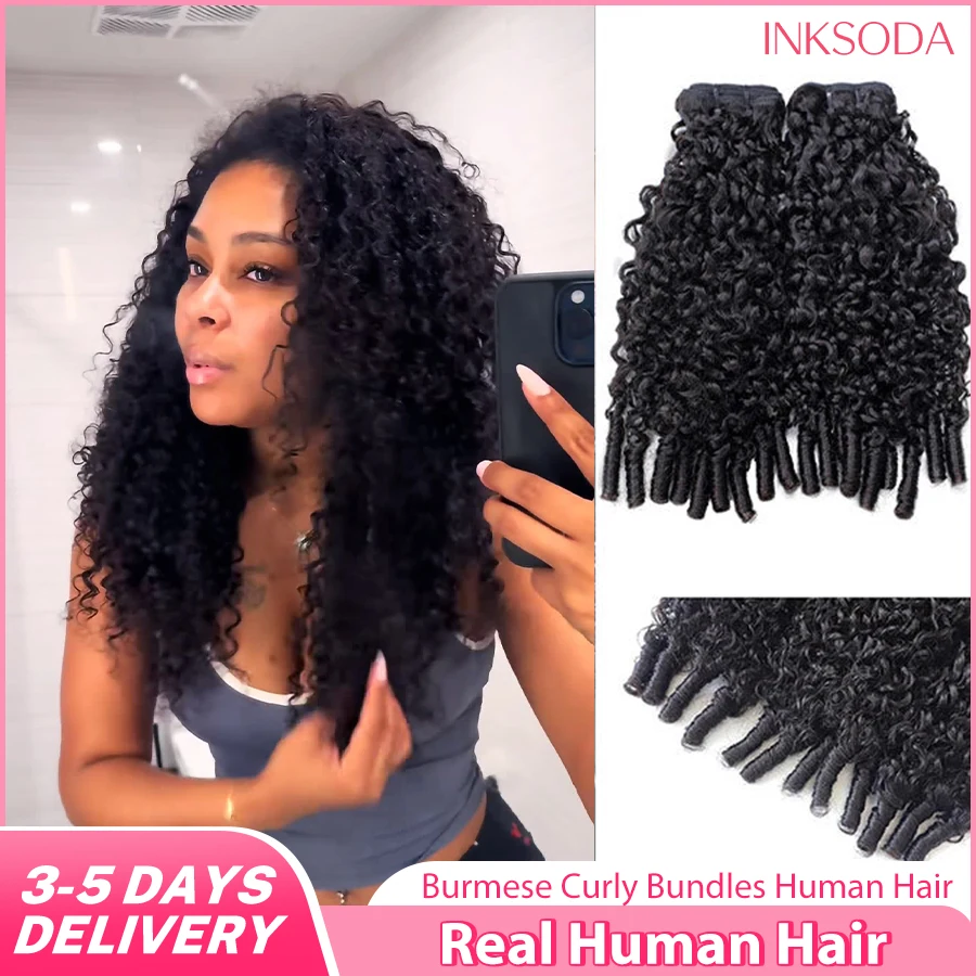 12A 10-38 Inch Multiple Combinations Natural Color Burmese Curly Human Hair Bundles And Weaves Unprocessed Brazilian Human Hair Weave Bundles 1/3/4PCS Raw Hair Bundles Weave Extensions Hair Extensions Materials For Women Natural Black Soft And Silky Hair