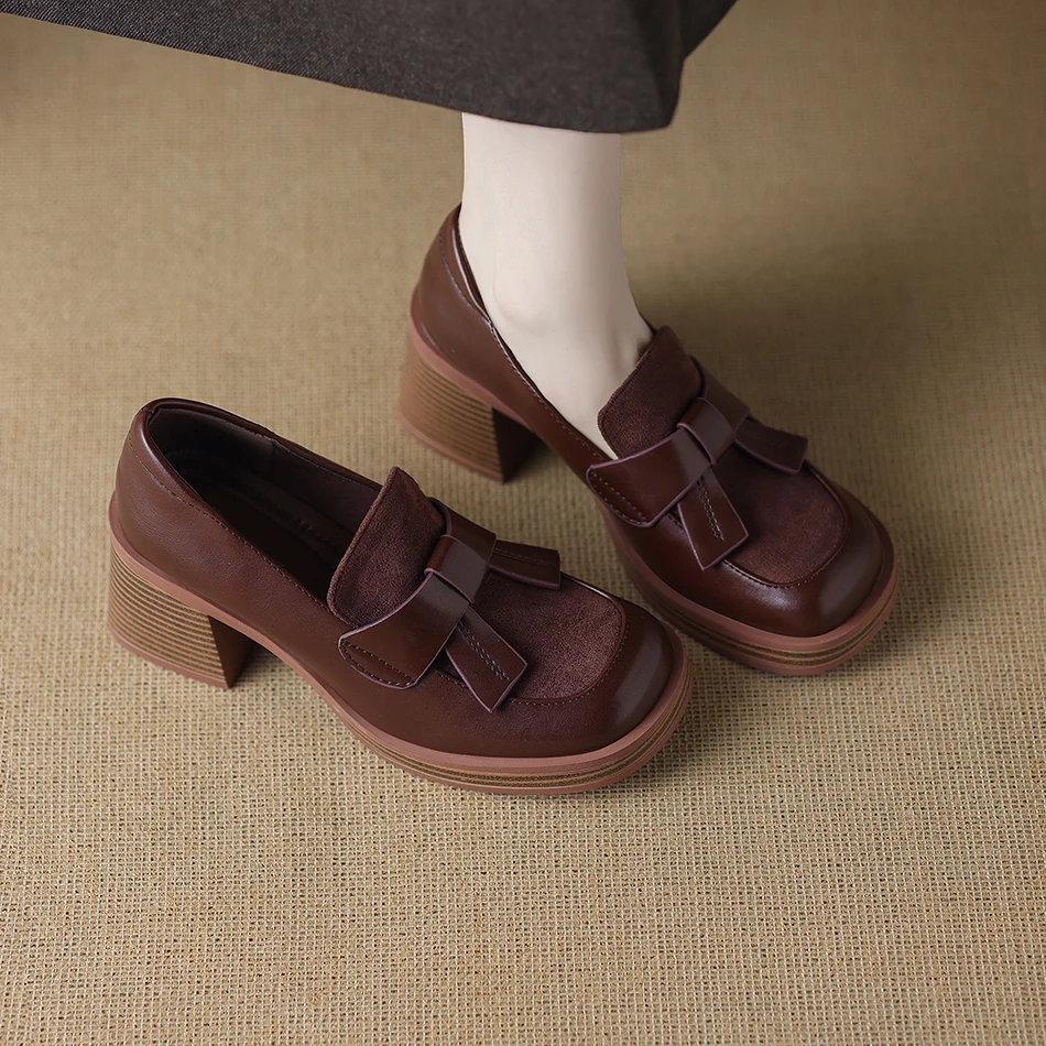 New style women's shoes: Spring/Autumn slouchy single shoes with thick heels, classic loafers, high-end small leather shoes