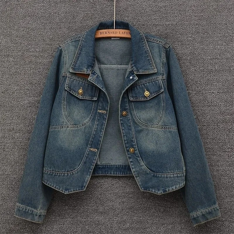 Denim Jacket For Women Spring Autumn 2026 New Retro Casual Versatile Short Coat Top Women's Loose Cowboy Jackets Streetwear