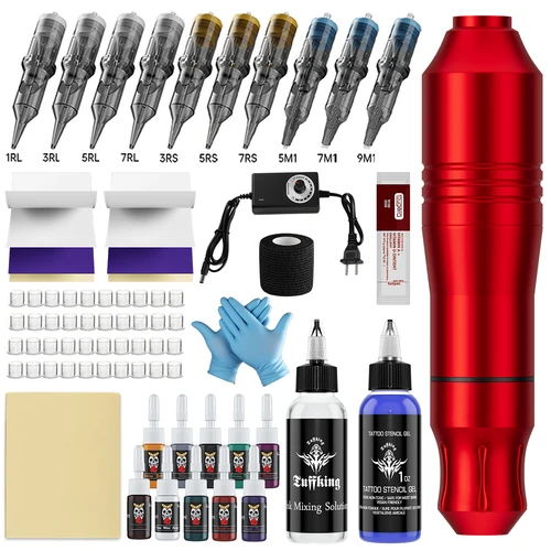 Pluma de tatuaje de diamante con mini controlador de velocidad, juego completo para práctica y entrenamiento de principiantes, juego minimalista