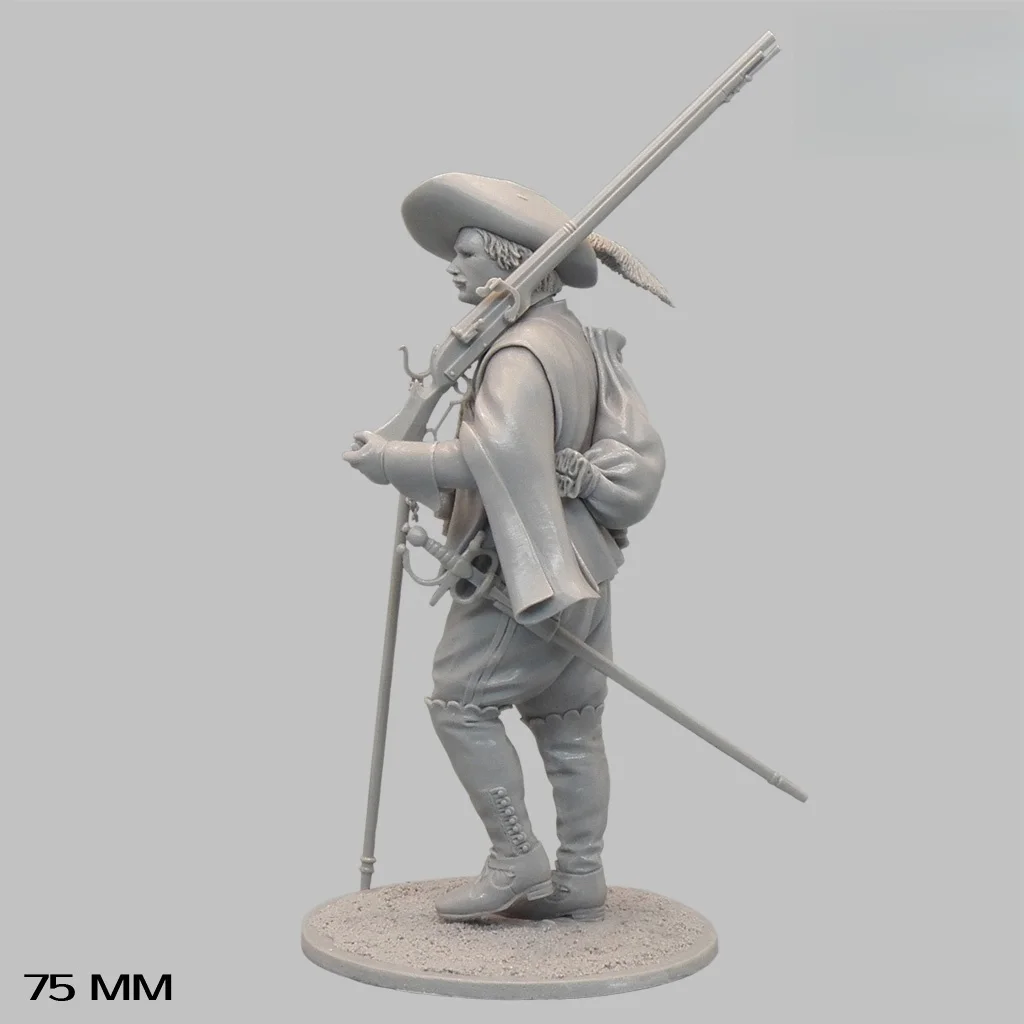 75MM Resin figure unpainted model kit, military theme, European Musketeers unassembled and unpainted GK, 1275R