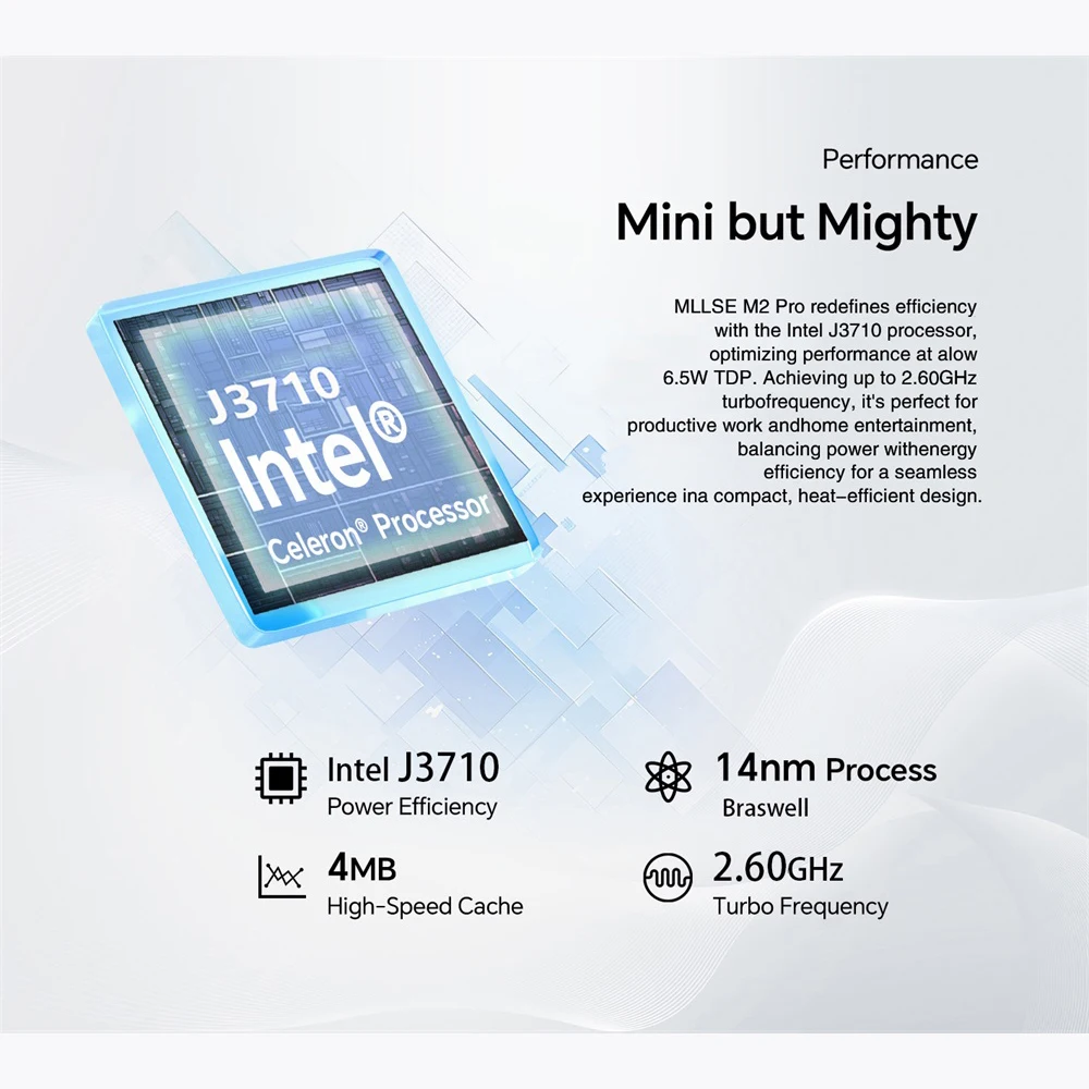 Mini PC MLLSE M2 Pro Potente 8 GB di RAM, SSD 128/256 GB, Intel J3710, Windows 10Pro - Compatto e ideale per casa, lavoro e giochi