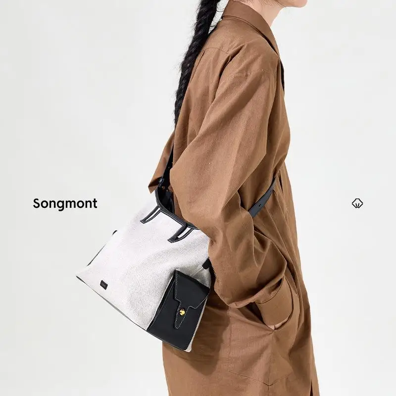 

Сумка-хобо серии Songmont Vacation, сумка через плечо из смеси шеи и конопли для поездок на работу и выходные