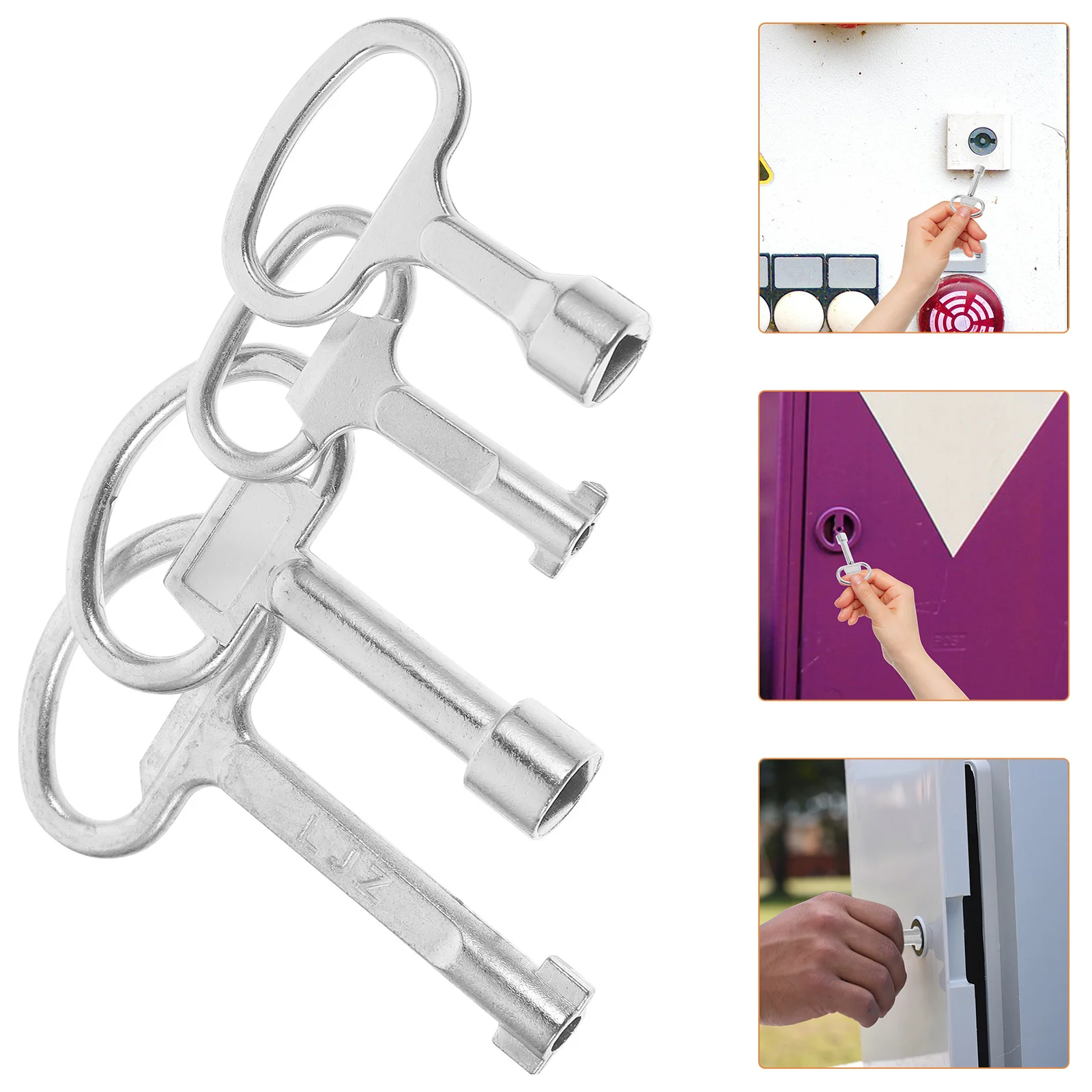 

4Pcs Zinc Alloy Utility Keys Multi-Functional Plumber Triangle One Word Metal Spanner Tools for Elevator Train Car Door Control