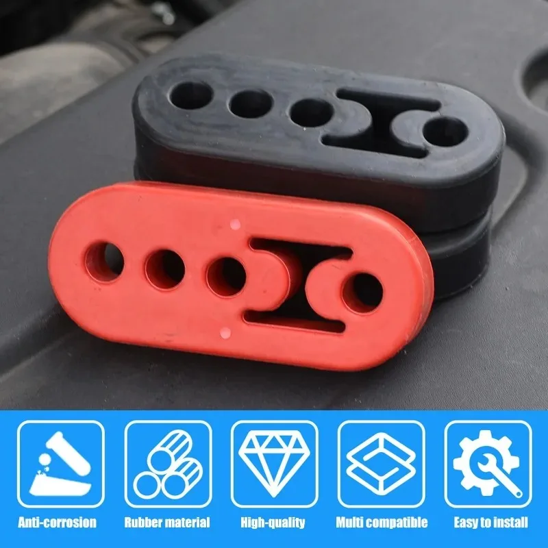 4 Gaten Auto Uitlaatpijp Mount Beugels Hanger Isolator Rubber Hanger Liner Beugel Zwart Rood Lifting Oor Uitlaat Hanger 1-2 Stuks