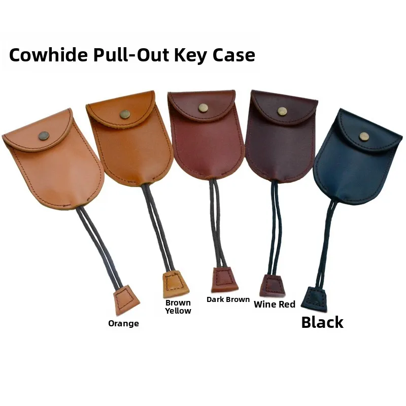 

Чехол для ключей из натуральной кожи, многофункциональный, выдвижной, для мужчин и женщин, портативный, простой, для автомобильных ключей
