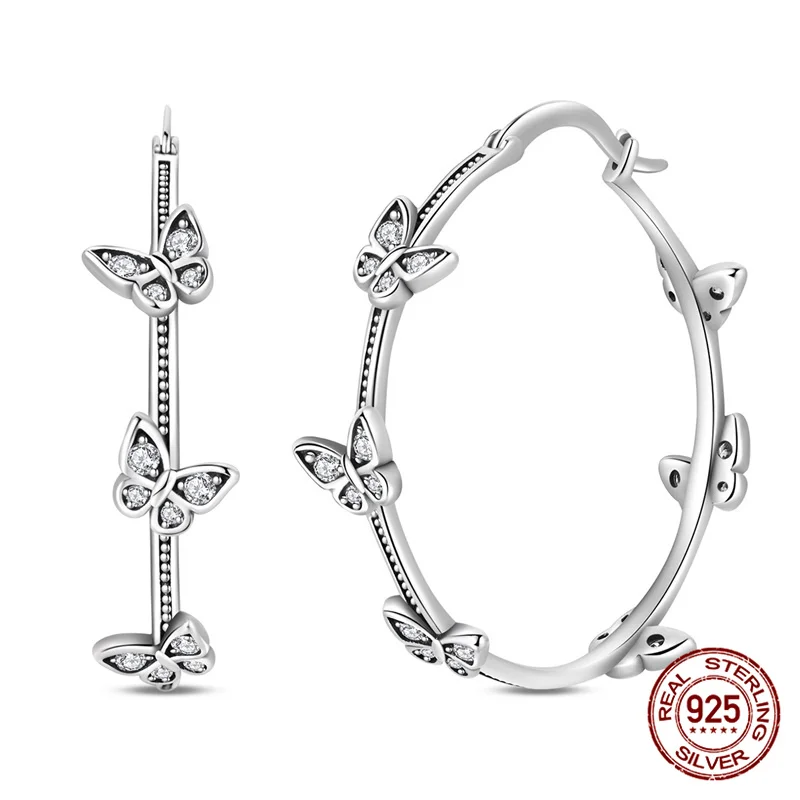 

Новые модные и оригинальные стильные женские серьги-кольца-бабочки из 100% серебра 925 пробы, подарок на годовщину дня рождения