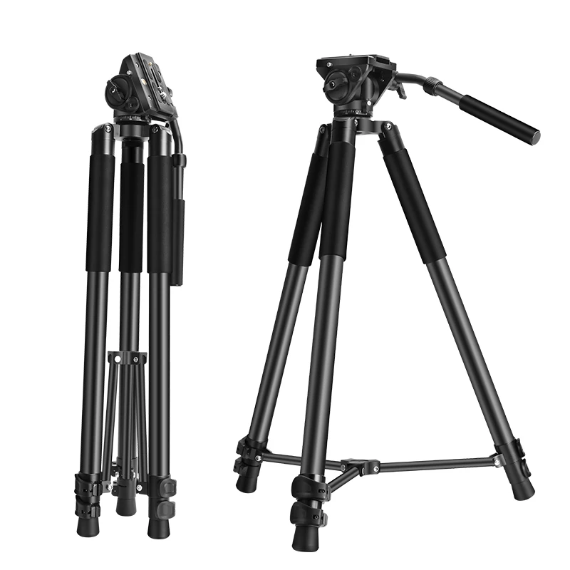 Q690 Heavy-Duty Aluminum Handle Pan Head Photography Tripod with Hydraulic Damping for Video Camera Camcorder