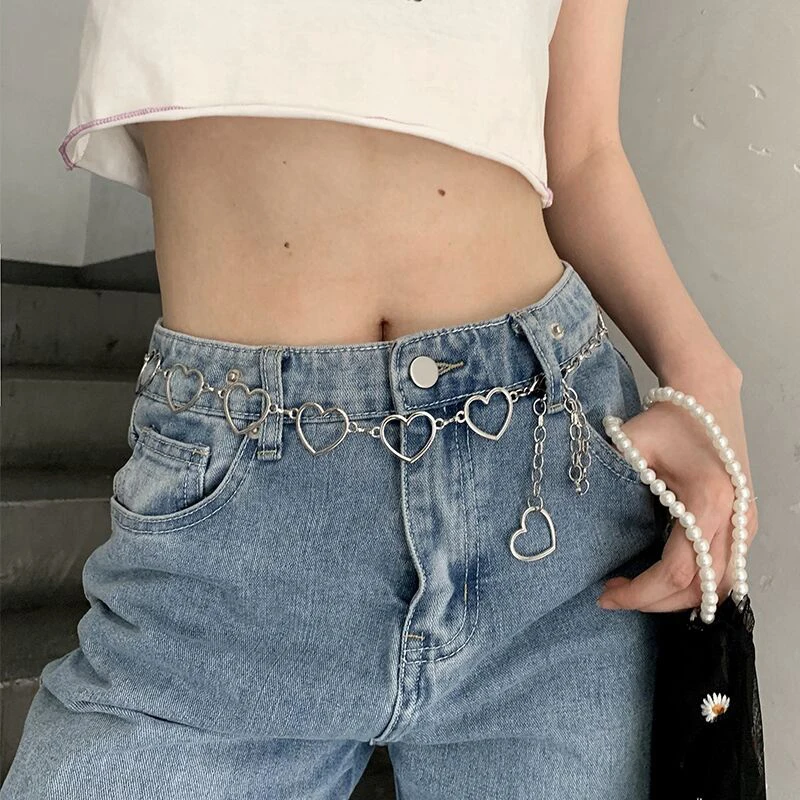 100cm Waistband Pants Classic Waist Chain Love Heart Hollow Girdle For Women Hip Hop Style Fashion Fine Waist Belts Trendy