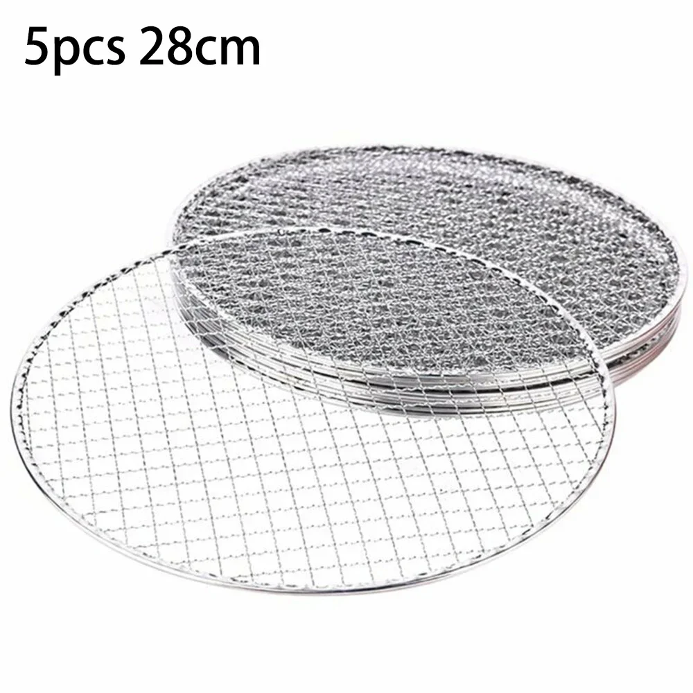 5pcs Round Disposable Wire Net Grill Racks Iron Roast Grate Cooking Barbecue BBQ For Restaurants, Restaurants, Barbecue Shops