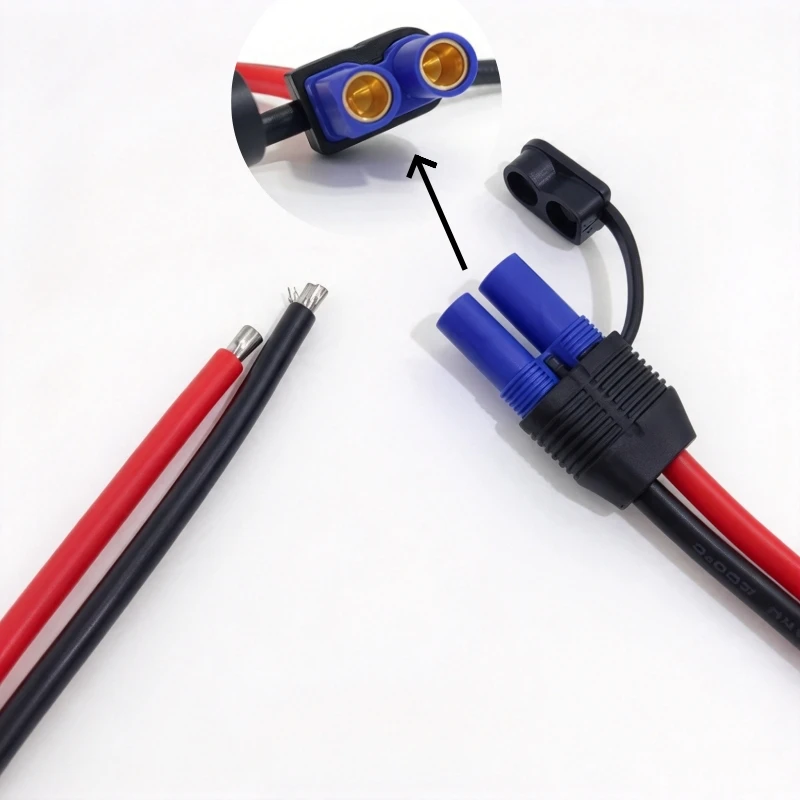 10AWG EC5 Molded Female Extension Cable With / Without Fuse High Current Power Cord for Solar Generator, Battery Jump Pack