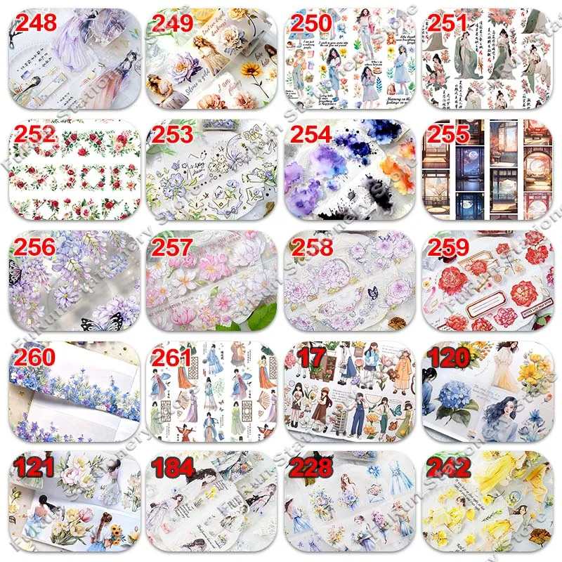 New Beautiful Girl Washi PET Tapes Flowers Masking Tape for Diary Vintage Chinese Style Scrapbooking Material Stationery