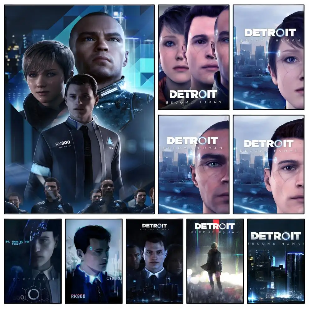Game Detroit Become Human Android Poster Waterproof HD Modern Peel And Stick Wall Decor Bedroom Living Room Dorm Office