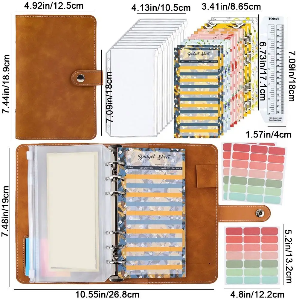 PU A6 Soft Budget Binder Planner 6 Hole Binder Pockets Colorful A6 Handbook Storage Bag Savings Money