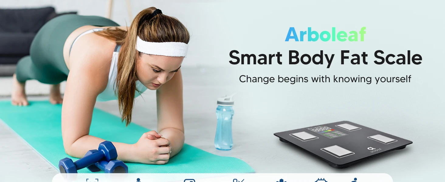 Arboleaf Smart Body Fat Scale 400lb, Digital Bathroom Weight Scale with 14 Body Metrics, 5.3' LED Display, APP Sync, 11.8' Large Platform