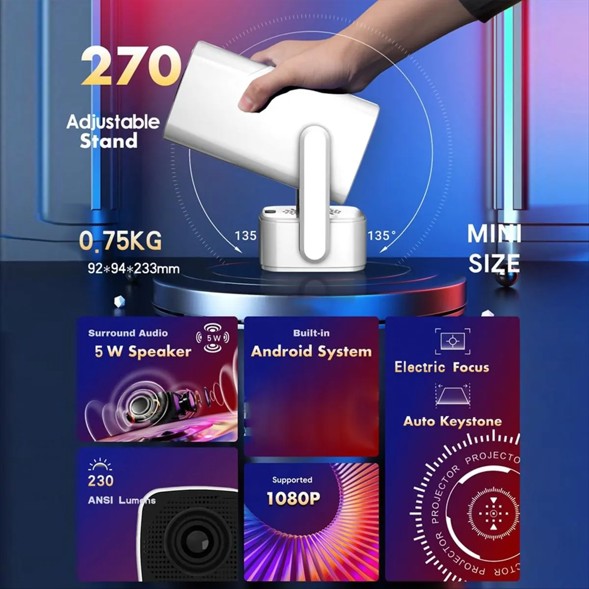 

【Some】Y7S Mini Smart Projector 4K Dual Wifi6 230 ANSI Allwinner H713 1080P 1980x1080P Home Cinema Outdoor Projetor EU-PLUG
