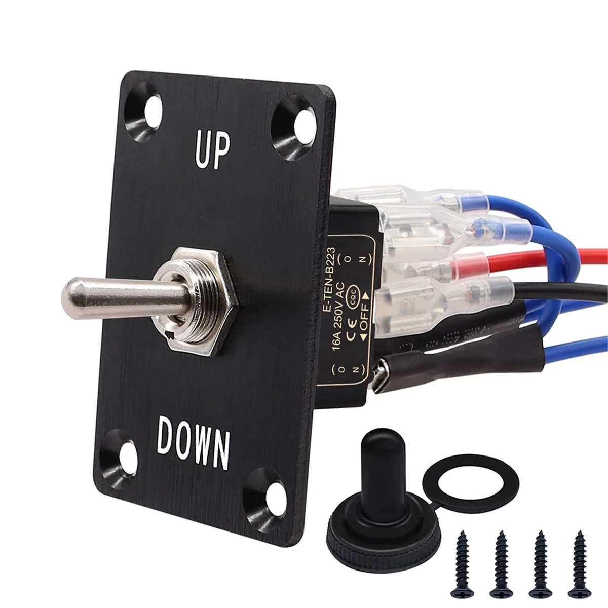 Rocker Toggle Switches Momentary 6 Pin 3 Position (ON)-Off-(ON)UP/Down Polarity Reverse Switch with Panel,Wires and Cap