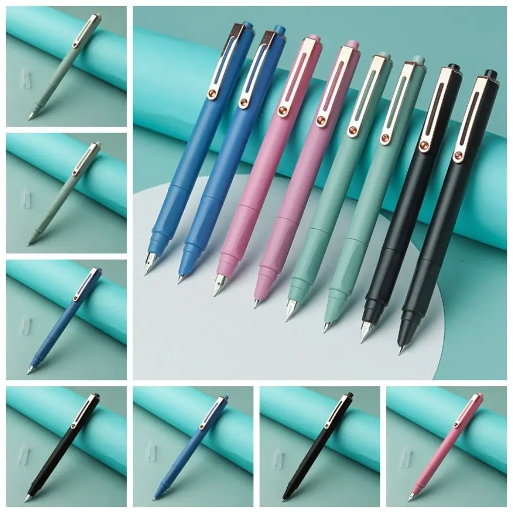 Retractable Press Type Fountain Pen Color Pen Body Calligraphy Practice Ink Pen Notched Three Point Positioning