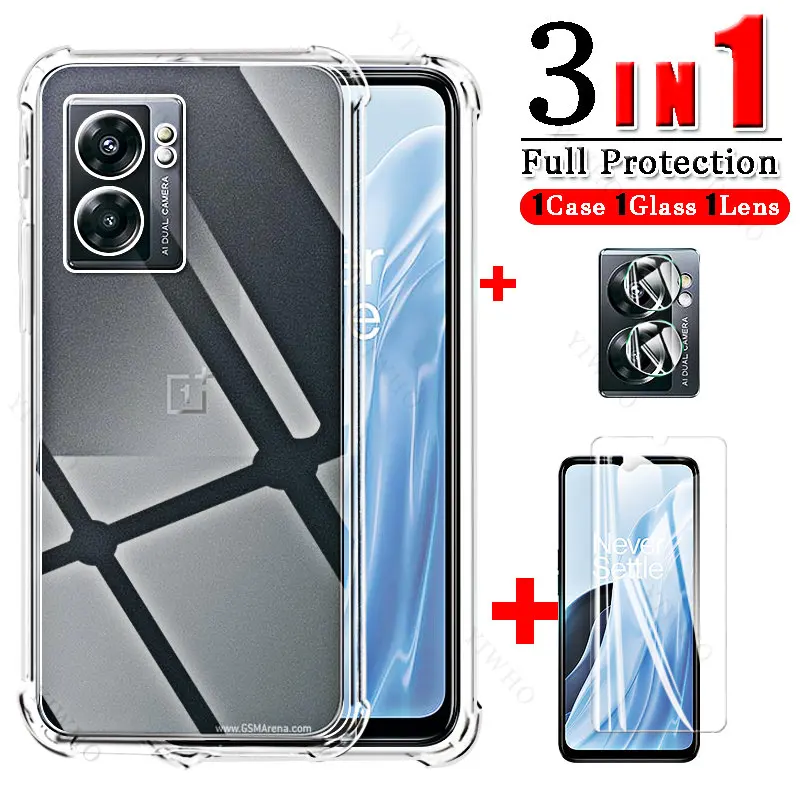 1to6 One Plus Nord N300 Case + Camere Screen Protector Tempered Glass for Oneplus Nord N300 N200 N100 N20 N10 2T Protect Fundas