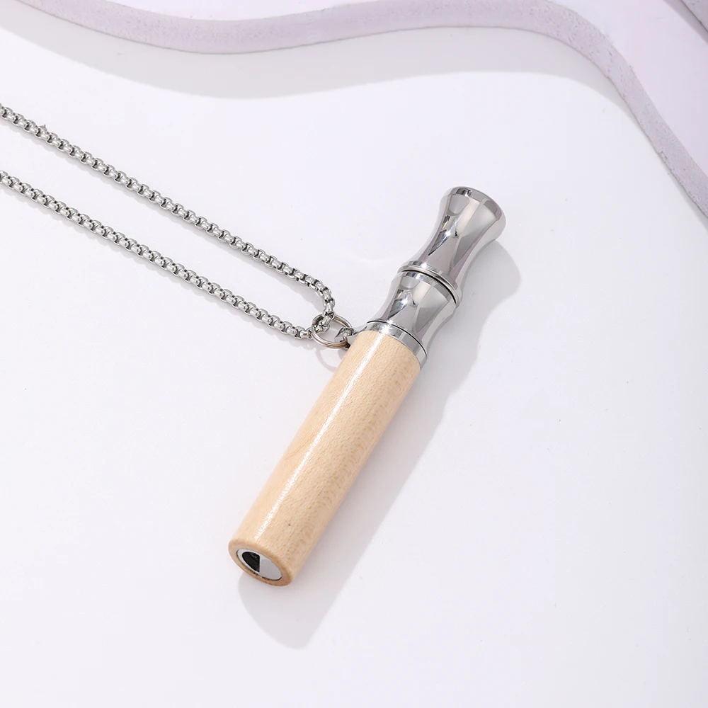 Double-layer Natural Wooden Anxiety Breathing Necklace Mindfulness Meditation Fum Vaporless Inhaler Natural Calm & Stress Relief