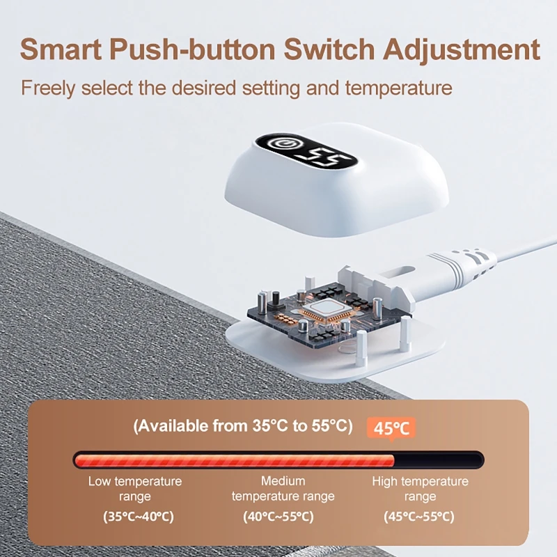 Mouse pad aquecido com interruptor de exibição digital inteligente, mouse pad de escrita, controle de temperatura de cinco níveis, almofada de aquecimento de mesa de escritório