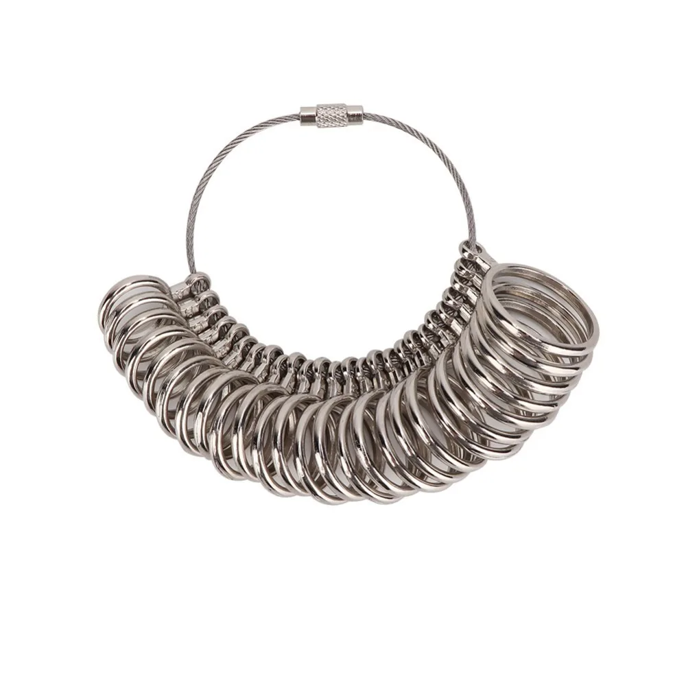 

Professional UK Sizing Ring Sizer Silver Clear Reading Ring Mandrel Metal Finger Gauge Size Measuring