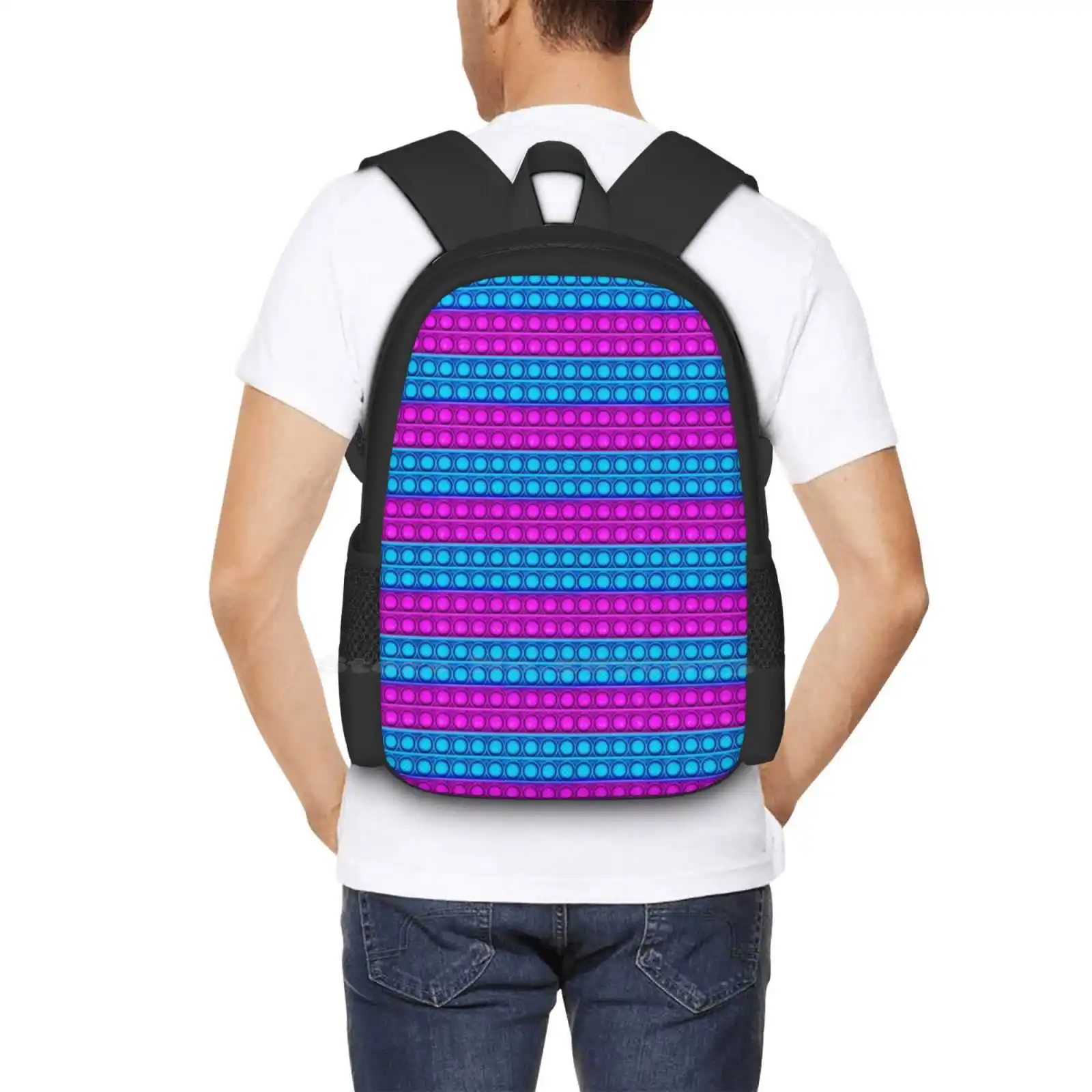 Sacos escolares multicoloridos para viagens, mochila para laptop, pop it lover, poppit fidget, aniversário, 2 cores