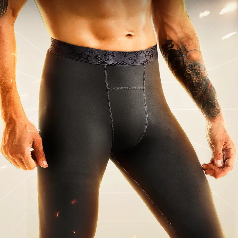 Thermal pants men's long Johns plus fleece thickened inside to wear tight bottom cold proof thin cotton pants wool pants spring