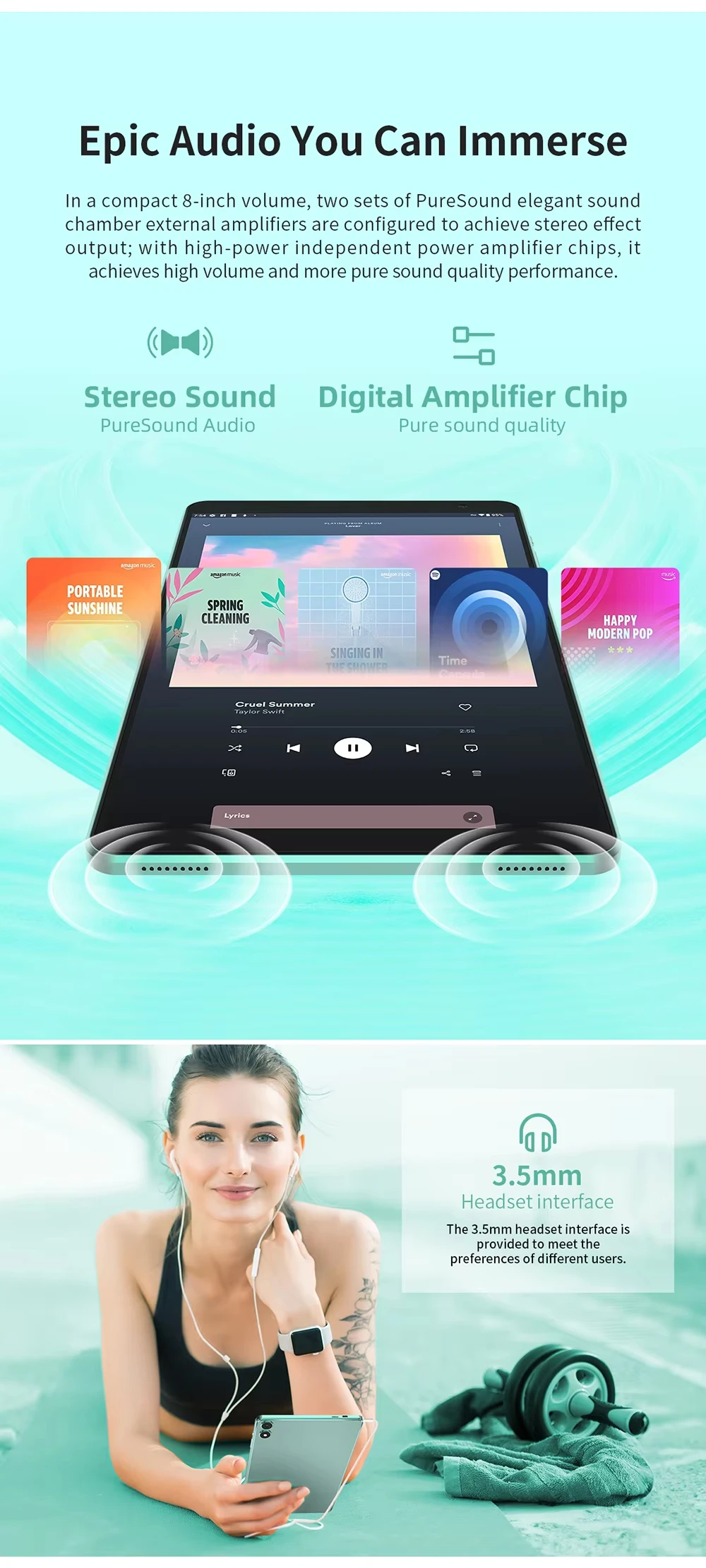 Teclast P85T Tablet PC Allwinner A523 8-Core/8inch 1280*800 HD IPS/4GB RAM/64GB ROM/5000mAh Type-C/Android 14/WiFi6+BT5.2