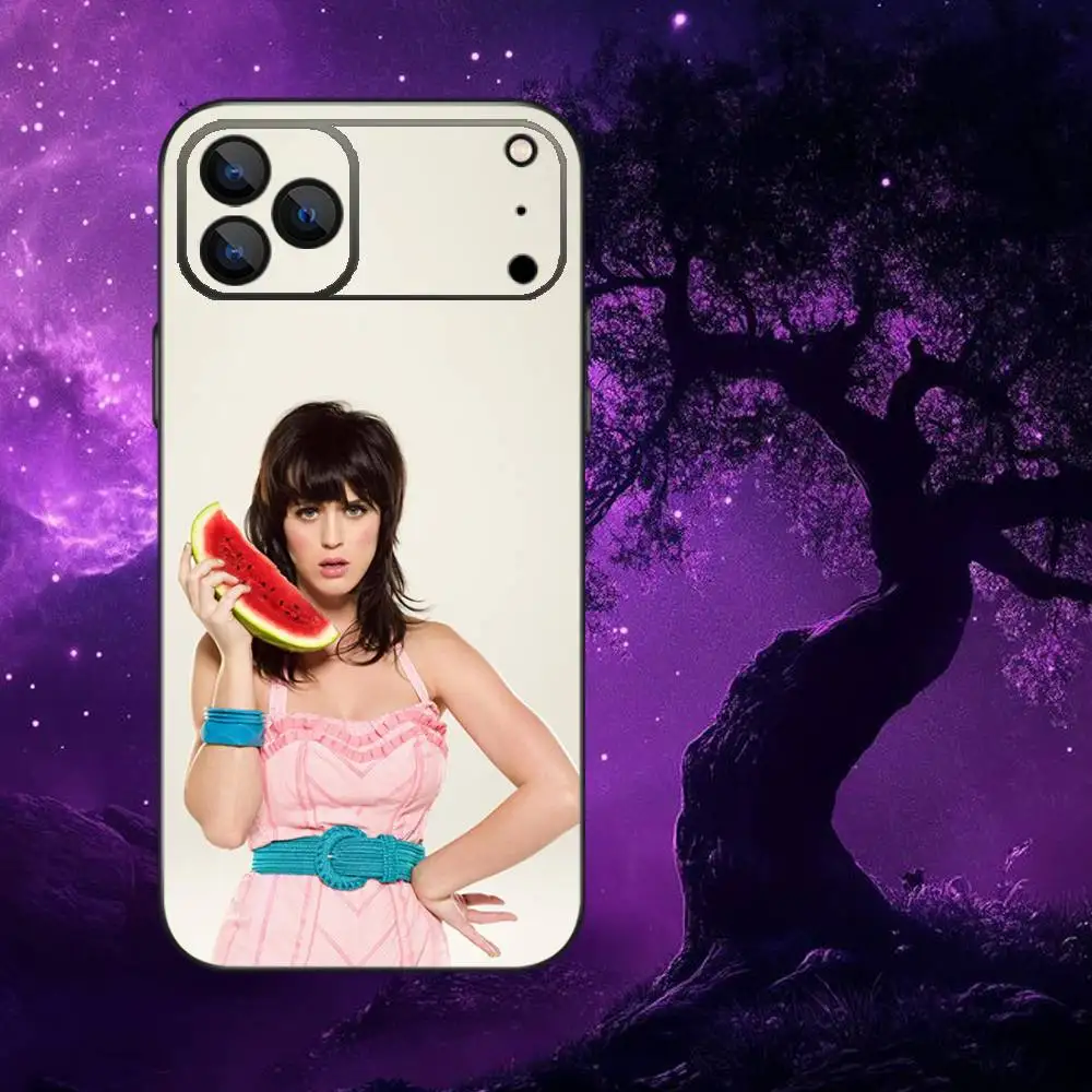 Funda de teléfono K-Katy P-Perry Singer para iPhone 17,16,15,14,13,12,Pro,Max,Plus,E,SE4,Air,Mini caja suave negra