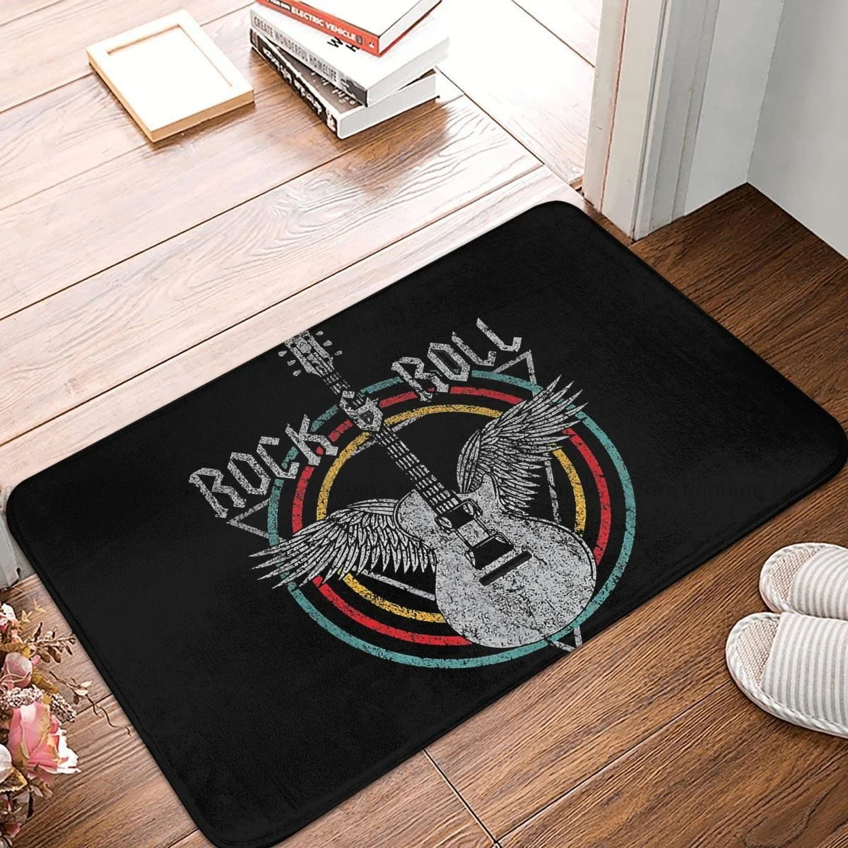 Rock N Roll Bath Non-Slip Carpet Guirar Art Living Room Mat Entrance Door Doormat Floor Decor Rug