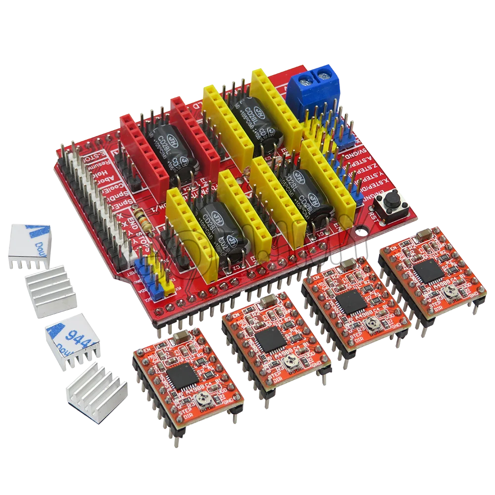 CNC Shield DRV8825 V3 V4 Engraving Machine 3D Printer/ A4988 Driver Expansion Board For Arduino + NANO 3.0 UNO R3 With USB Cable