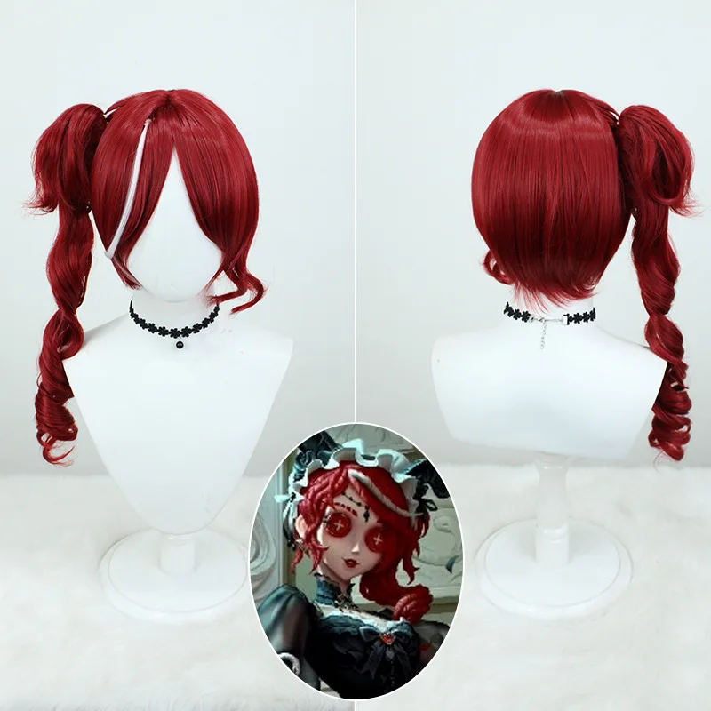 

Аниме-игра Identity VFiona Gilman Priestess, парики для косплея, парик из синтетических волос с длинными красными римскими кудрями, один хвост, розовая сетка