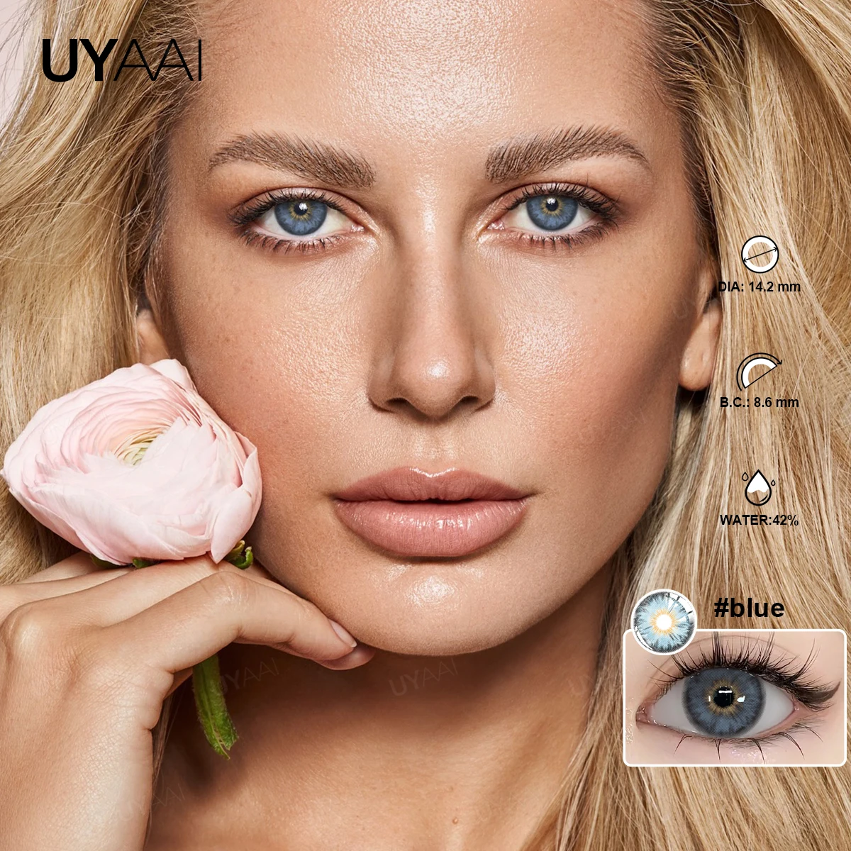 UYAAI Kleopatra-Serie Farbkontaktlinsen für Augen, braune Farblinse, blaue Augen, Kontakt-Make-up, Schönheit, farbige Schüler, grau, natürlich – Detail 10
