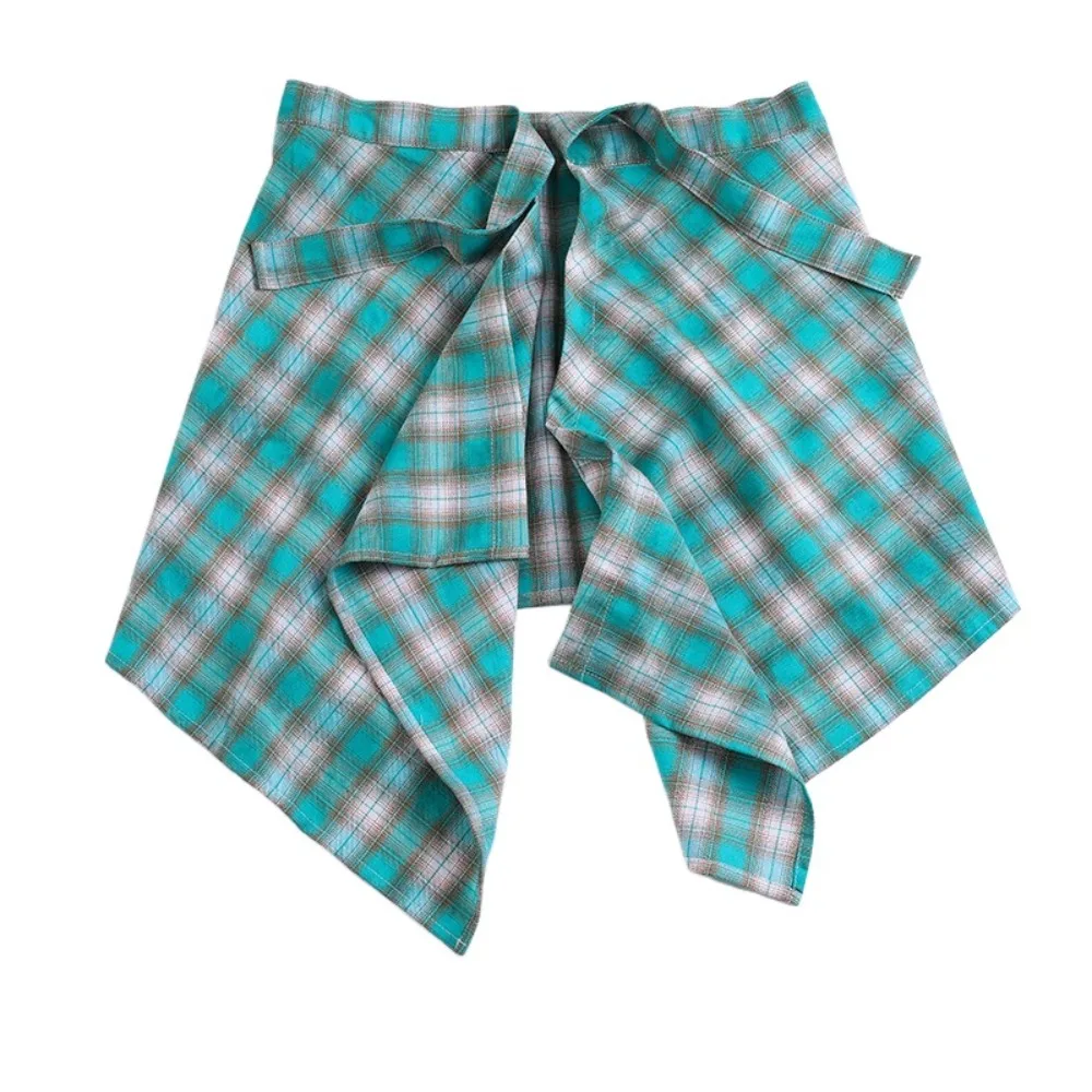 

Short Lattice Mini Skirt Waist Blet Decorative High Waist Half Body Skirt Korean Style Underskirt Irregular Edge Skirt