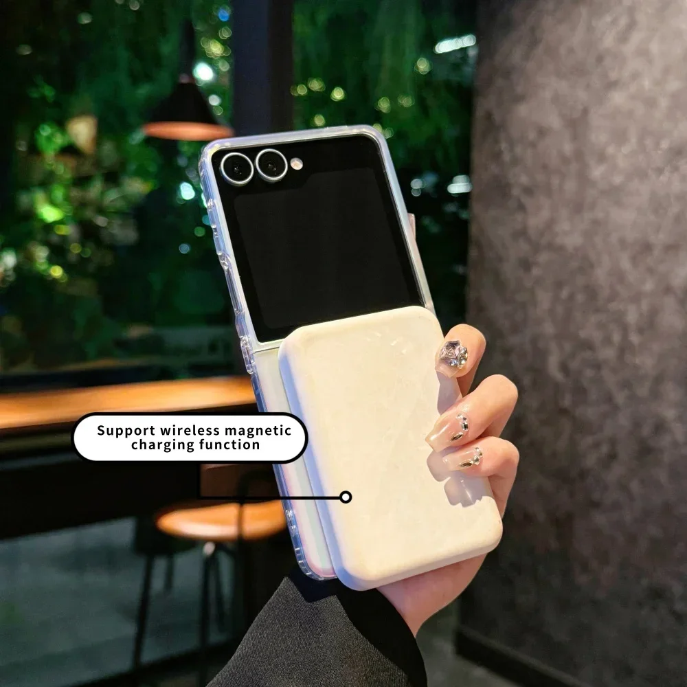 جديد كول اللون Ins الرياح ماتي التدرج Pc + tpu قوس قزح حافظة هاتف مغناطيسية مناسبة لهاتف سامسونج جالاكسي Zflip 7 6 5 4 3