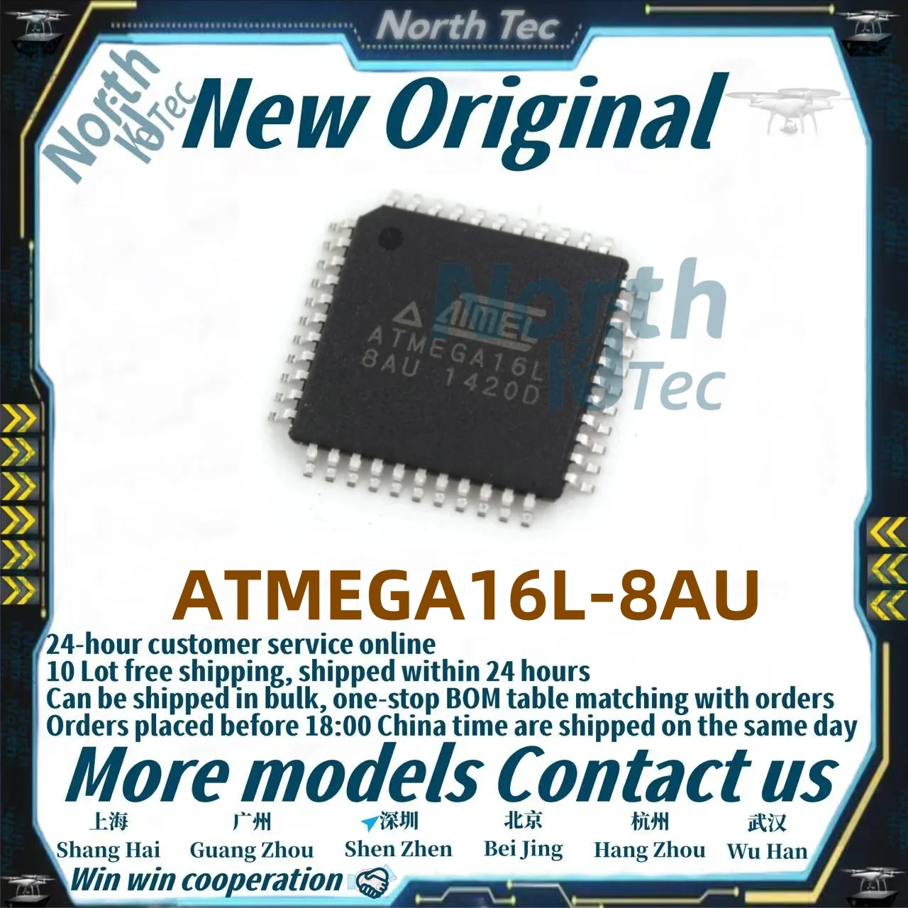 1pcs/Lot New Original ATMEGA16L-8AU ATMEGA16L ATMEGA16 QFP44 in stock