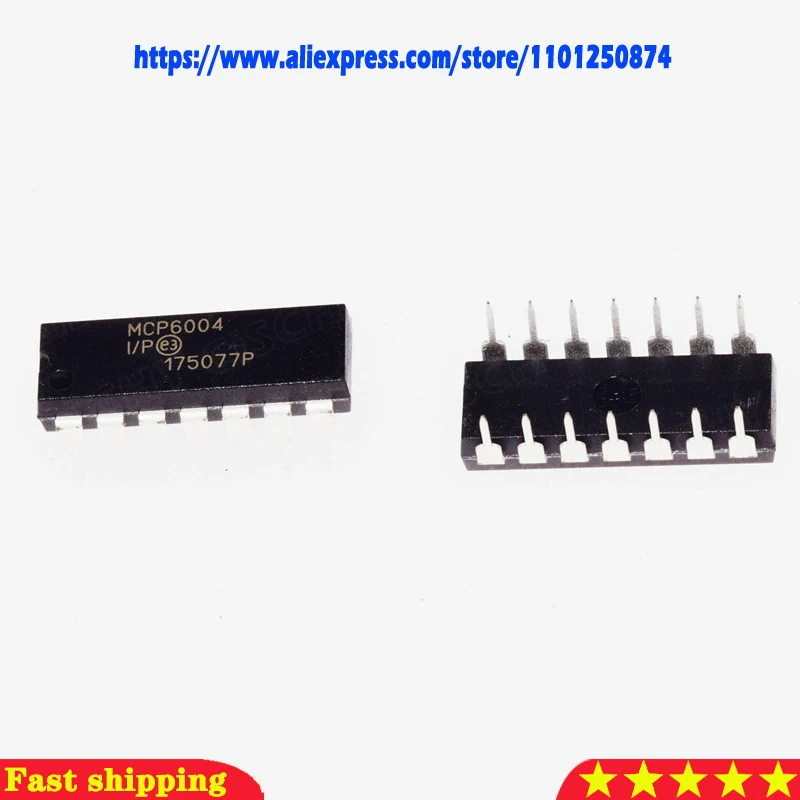 10PCS MCP6004-I/P MCP6004-I / P MCP6004 OP GP 1MHZ RRO DIP-14