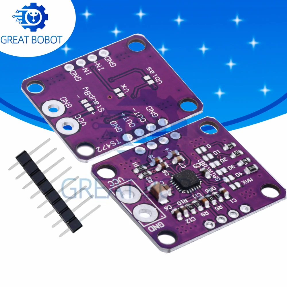 TS472 Audio Preamplifier Board Low Noise Electret Mic Amp Module with 2.0V Bias for Audio Development