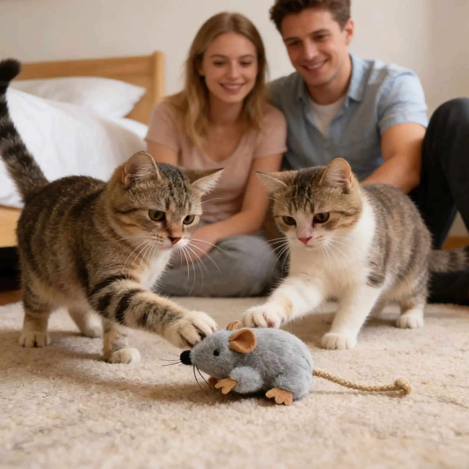 Interaktives Katzenspielzeug Plüsch-Mäuse Spielzeugstücke Graue Mausform Kätzchen-Spielzeug für Hauskatzen Plüsch-Maus Katzenspielzeug Katzen-Kauspielzeug