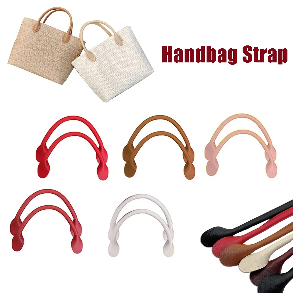 1Pair 42cm Bag Strap PU Leather Black/White/Brown Handle Strap With Pinholes DIY Detachable Handbag Band Bag Accessories