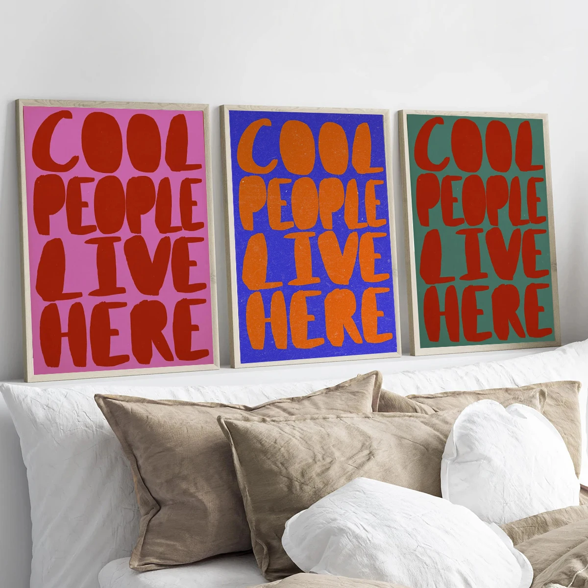 1pc frameless Canvas Painting Vintage COOL PEOPLE LIVE HERE 1970s Typography Canvas Print Psychedelic Poster for Modern Living R